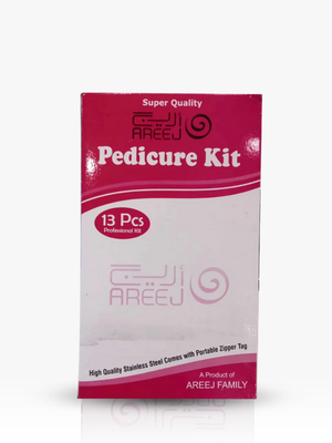 Areej Pedicure Kit packaging with red and white design on a white background