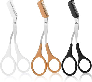 “Fine eyebrow scissors with sharp precision blades for grooming.”