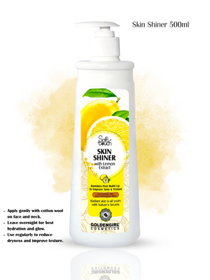 Skin Shiner 500ml bottle with lemon extract on a white background