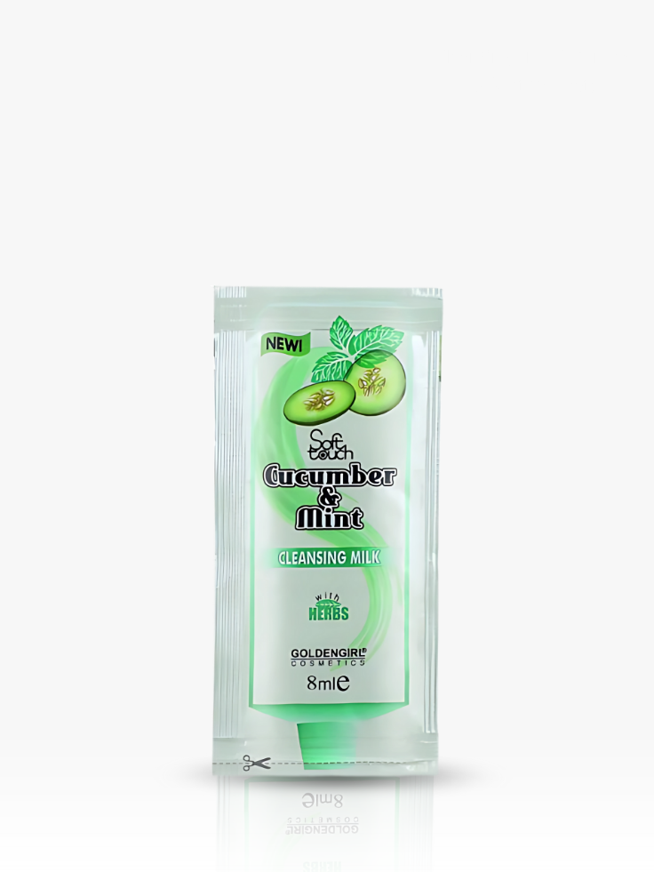 Cucumber and Mint cleansing milk packaging on a white background