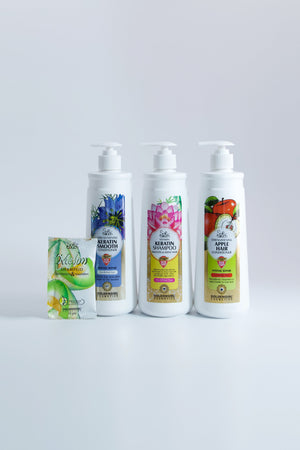 Set of skincare products with colorful packaging on a light gray background