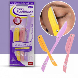 “Flamingo razor for face and body shaving, with a sleek pink handle and multi-blade design for gentle and precise hair removal.”