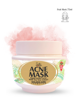 Acne mask jar with pink powder on a white background