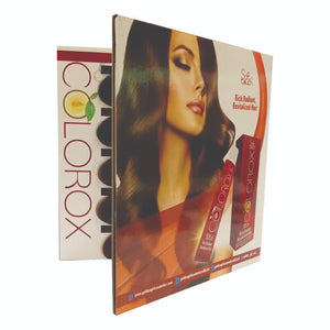 “Professional hair color reference book featuring swatches and product numbers for salon use.”