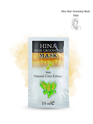 Hina Hair Grooming Mask packaging with natural corn extract on a white background