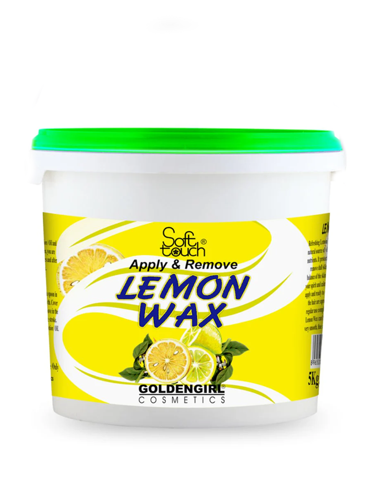 Jar of Lemon Wax with a green lid on a white background