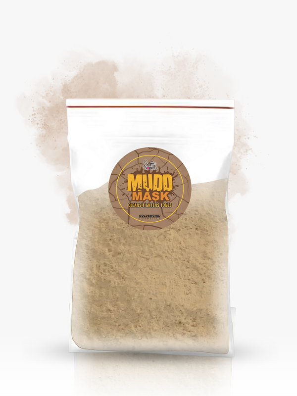 Mud mask packaging with a visible brand label on a white background
