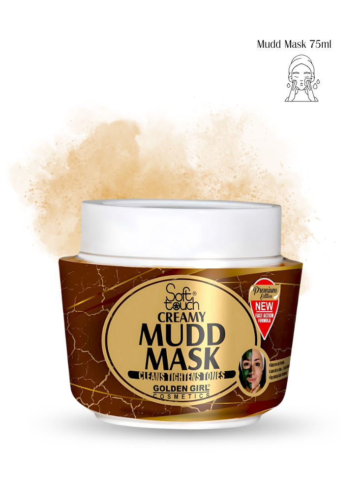 Jar of Soft Touch Creamy Mudd Mask with visible texture on a white background