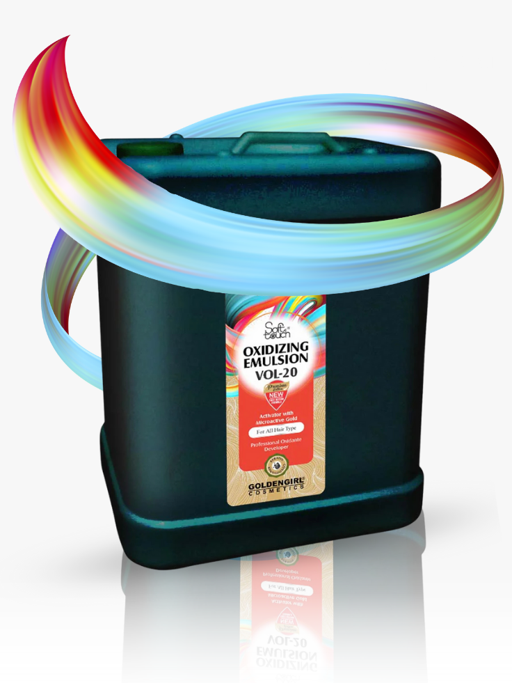 Black bucket with a colorful label on a white background