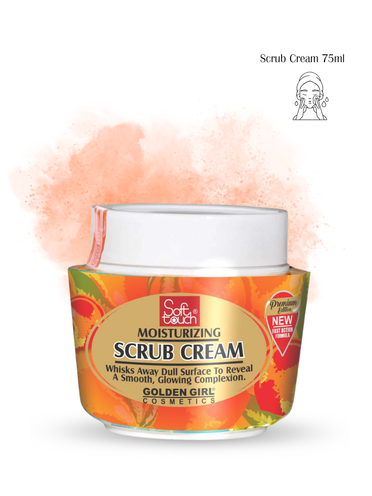 Jar of Scrub Cream with Golden Girl Cosmetics branding on a white background