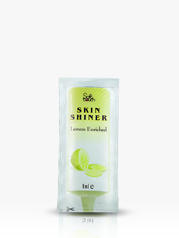 Skincare product packaging labeled 'Skin Shiner Lemon Enriched' on a white background