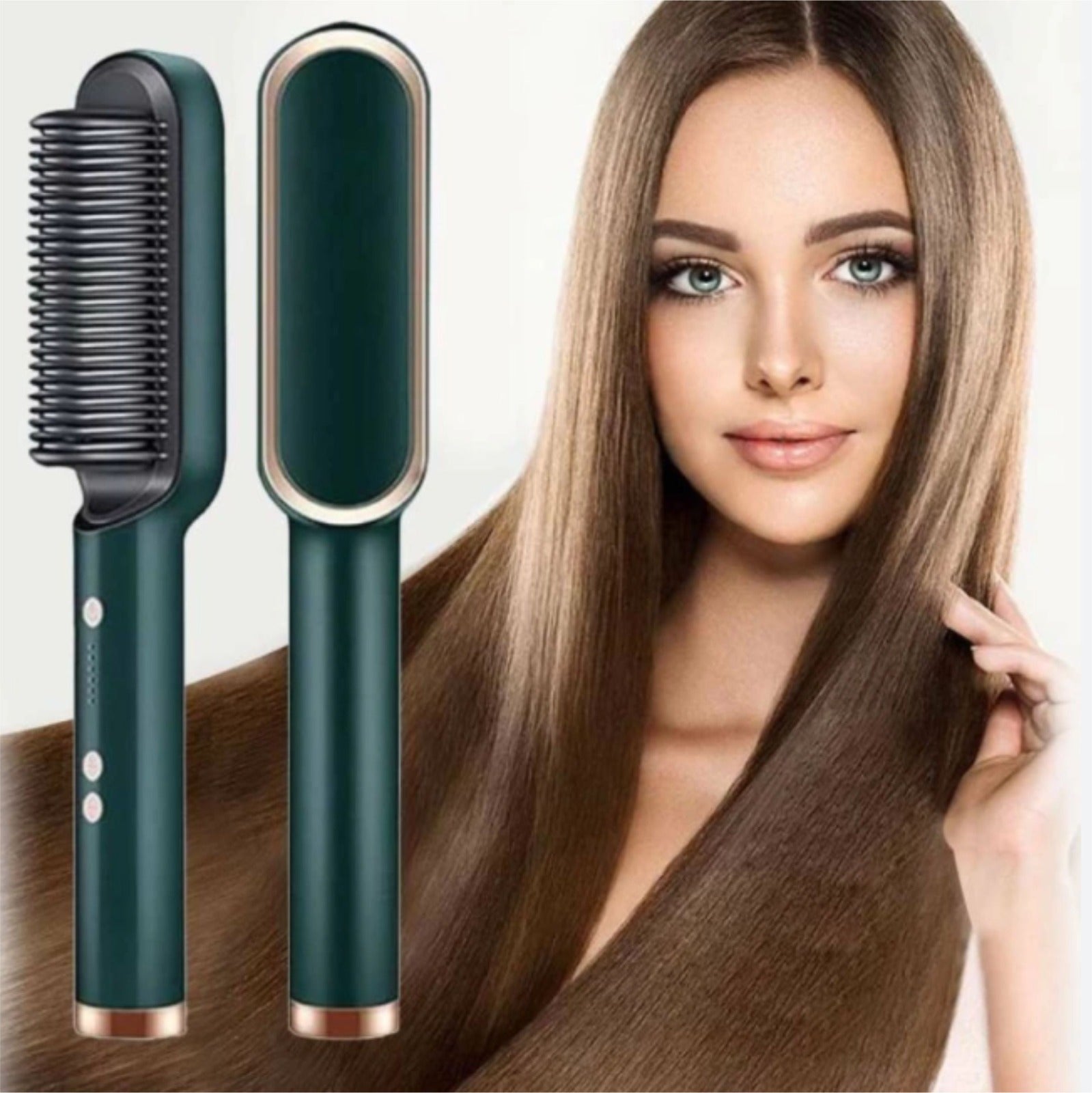 Hair Straightener Ceramic Heated Hair Brush - Golden Girl Cosmetics