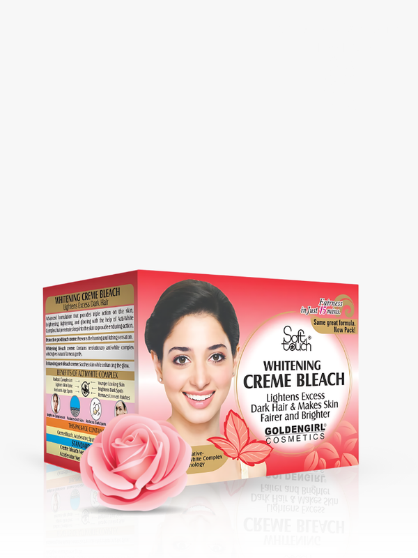 Box of Goldengirl Whitening Creme Bleach with a woman's face and rose on a white background
