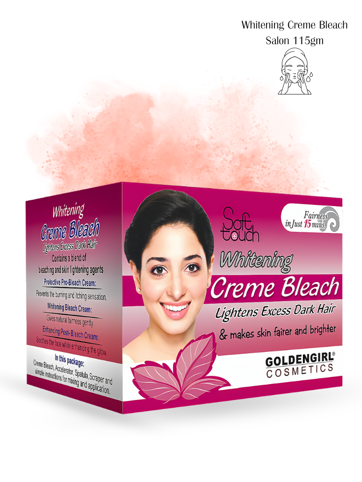 Box of Goldengirl Cosmetics Whitening Creme Bleach with a woman's face on the packaging.